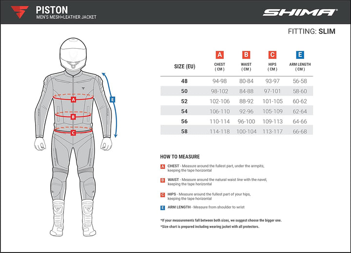SHIMA PISTON Herren - Motorradkombi | Leder urbane Jacke und Hose mit Netzeinsätzen, CE-Protektoren