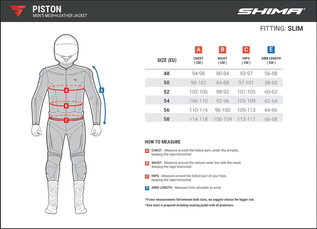 SHIMA PISTON Herren-Motorradjacke - Leder, urbane Jacke mit Netzeinsätzen, Protektoren an Schultern,