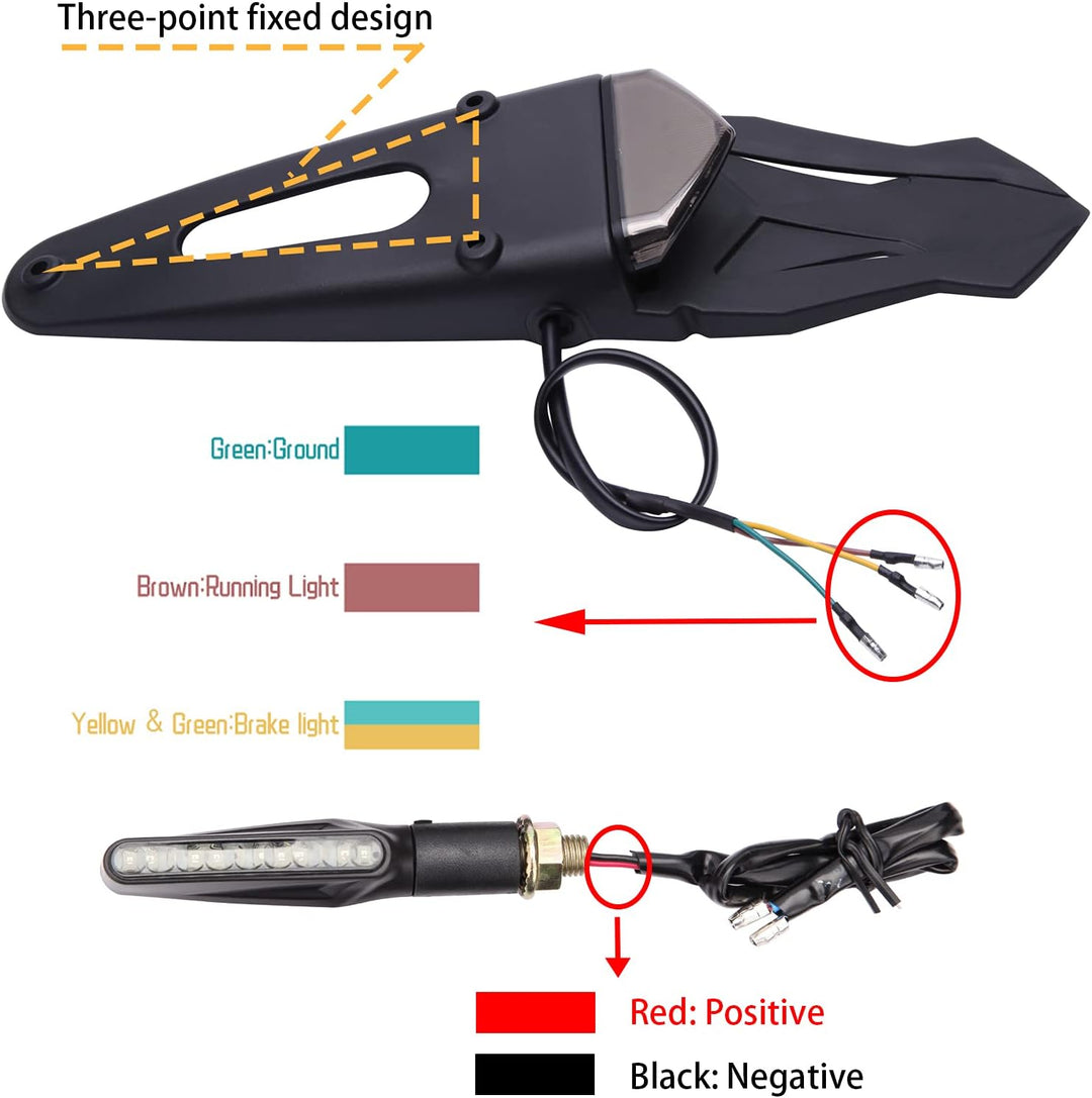 JMTBNO Motorrad Rear Fender Heck Rücklicht mit LED Blinker Licht Motorrad Bremslicht mit Halterung 1