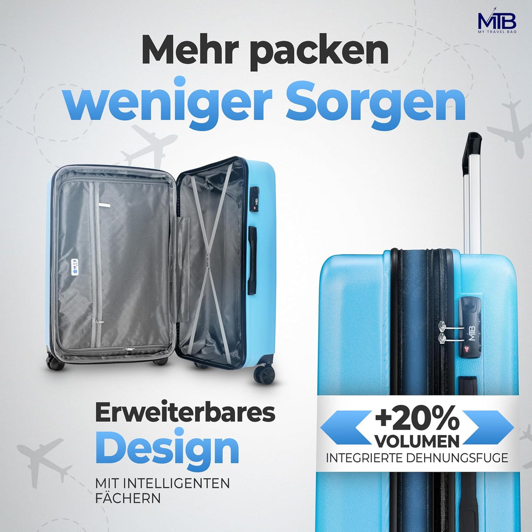 MY TRAVEL BAG Hartschalen-Koffer Trolley ABS Reisekoffer 4 Zwillingsrollen (Handgepäck-Mittel-Gross-