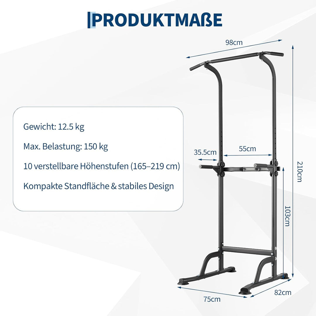 Heimfitness Kraftturm, Dip Station, Verstellbare Klimmzugstange für Ganzkörpertraining Stabiler All-