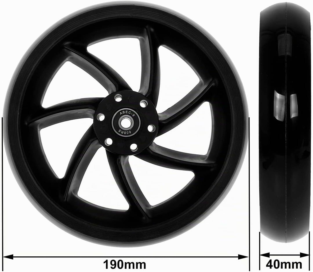 2 Stück Mach1 190x40mm (200x40mm) Big Wheel Kickscooter Rollen-Set mit Bremsscheibe inklusive Kugell