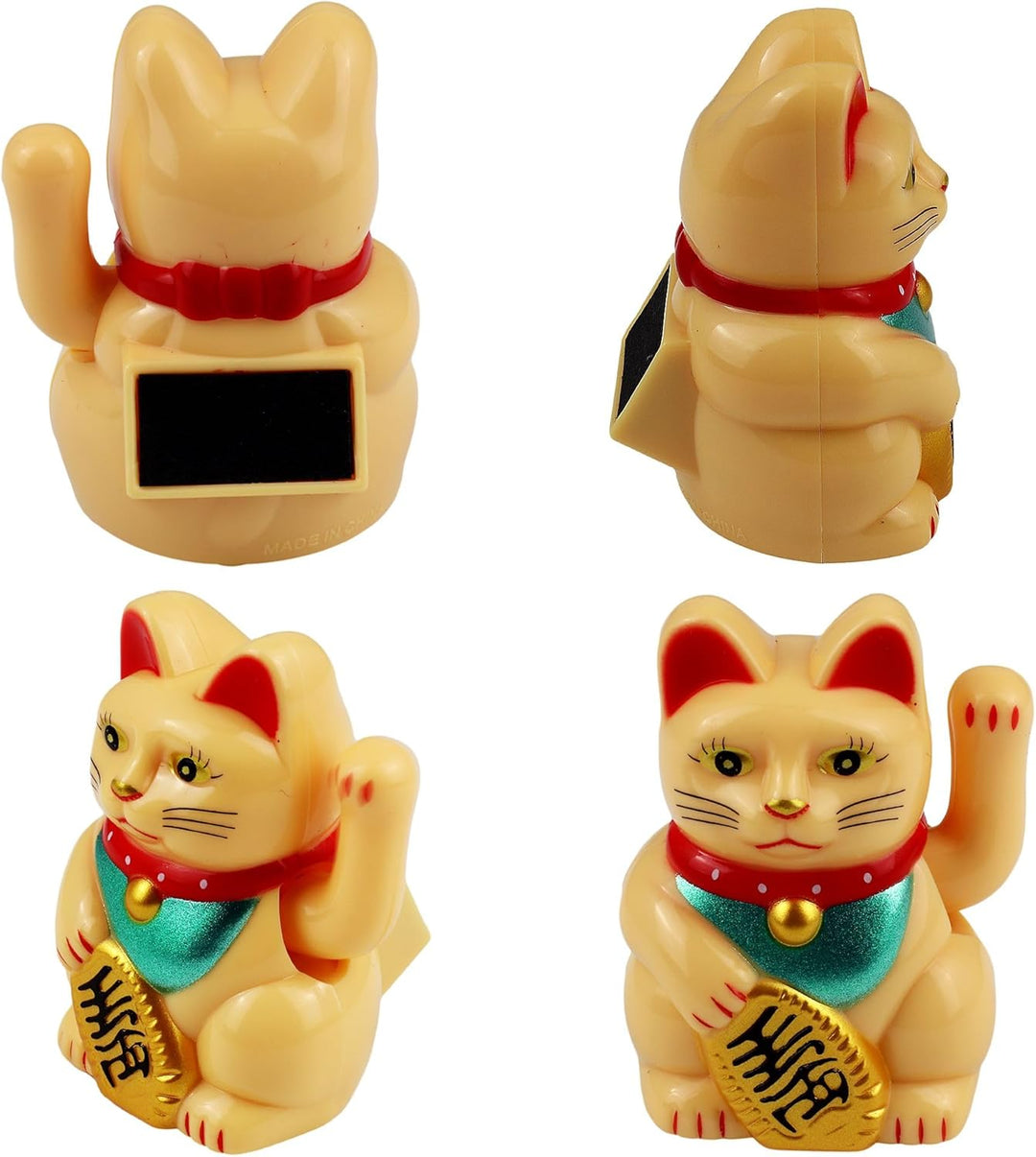Freak Scene Glückskatze Mini Maneki-Neko klassisch Set Solar 5cm Winkekatze Lucky cat, Set
