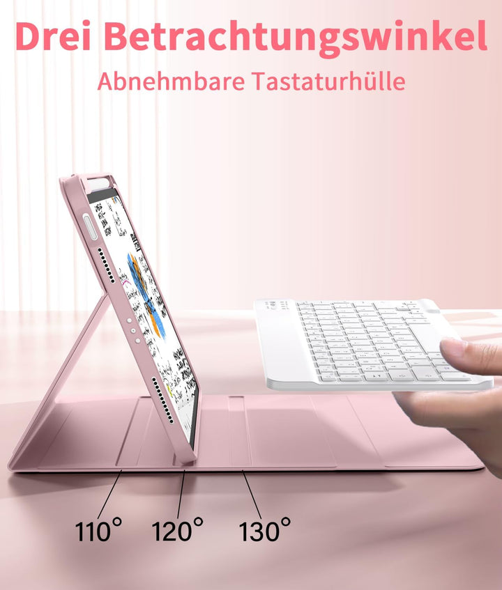 Hülle mit Tastatur für iPad A16 11/10 Generation (2025/2022 | 11/10.9 Inch Bluetooth Magnetische Tas