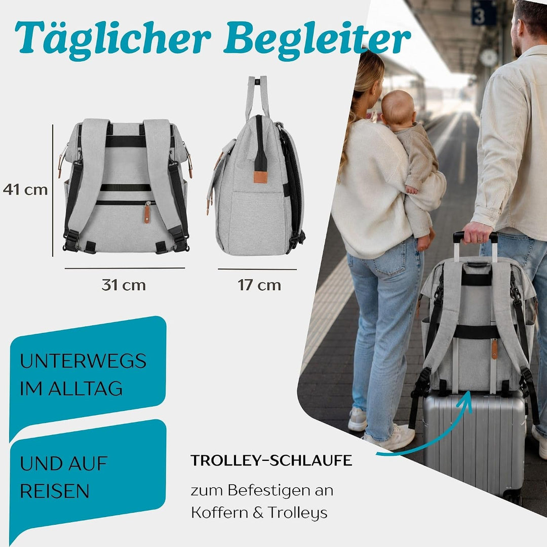 Wickelrucksack mit Personalisierter Wickelunterlage, Wickeltasche Baby Gross, Babyrucksack für Unter