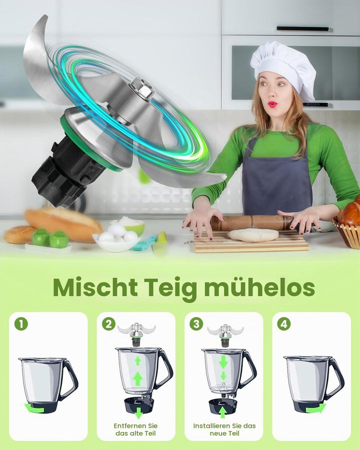 Teigmesser für TM6, TM5, Edelstahl Teigmischmesser, Kein Teig-Rückstand und Schmutzkontamination, Sc