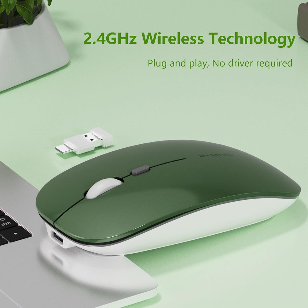 Uiosmuph Q5 Kabellos Maus, Wiederaufladbar Funkmaus 2.4G Leise Funkmaus Ultra Dünn Wireless Computer
