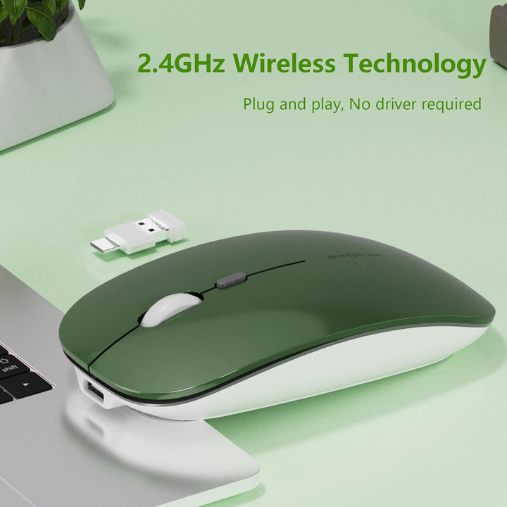 Uiosmuph Q5 Kabellos Maus, Wiederaufladbar Funkmaus 2.4G Leise Funkmaus Ultra Dünn Wireless Computer