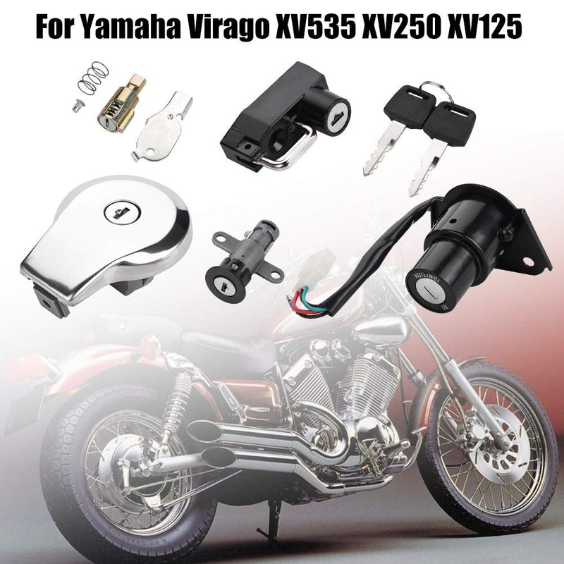 Nikou Motorrad Ignition Motorrad Zündschloss Kraftstoff Tankdeckel Seat Lock Keys für Virago XV535 X