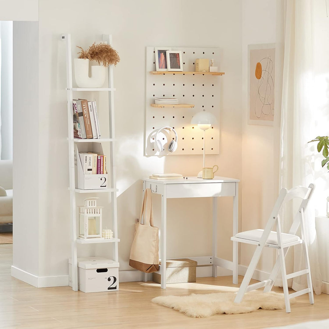 SoBuy FWT43-W Schreibtisch mit Einer Schublade und 2 Haken Tisch Computertisch Arbeitstisch Weiss, W