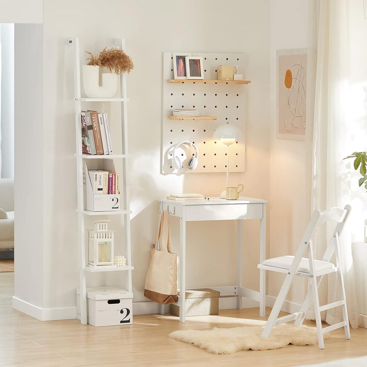 SoBuy FWT43-W Schreibtisch mit Einer Schublade und 2 Haken Tisch Computertisch Arbeitstisch Weiss, W