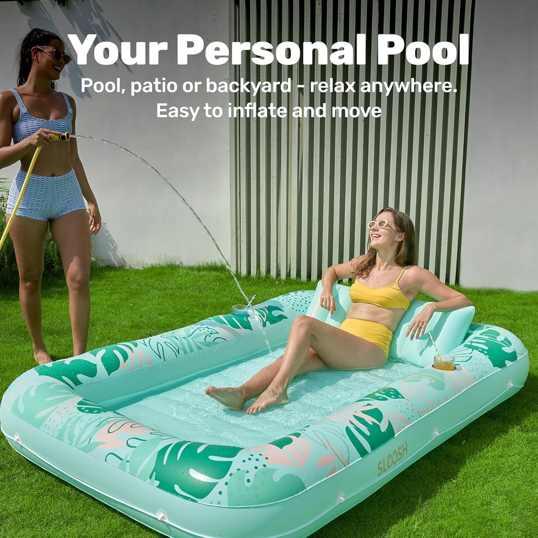 SLOOSH Aufblasbare Tanning Pool, 70" x 46"/ 85" x 57" Grosse aufblasbarer Luftmatratze für Erwachsen
