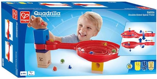 Hape E6026 Double-Sided Spiral Twist , Wood Marble Racetrack Set Puzzle Maze Toddler Toy for Kids, C