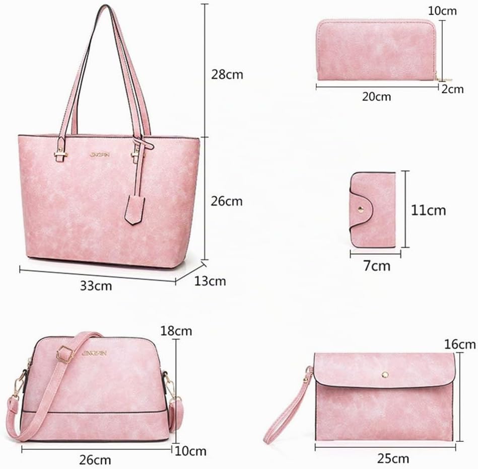 Handtaschen-Set für Damen 5er Pack Tote Geldbörse Handtaschen Set PU-Leder Umhängetasche Kaffee, Kaf