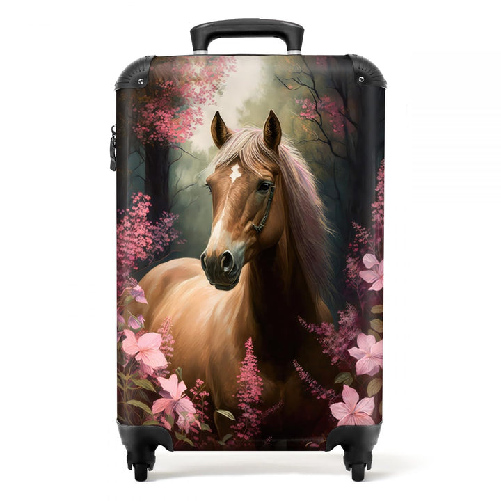 NoBoringSuitcases.com® Kinderkoffer Mädchen Reisekoffer mit Rollen Handgepäck Koffer Pferd - Rosa Bl