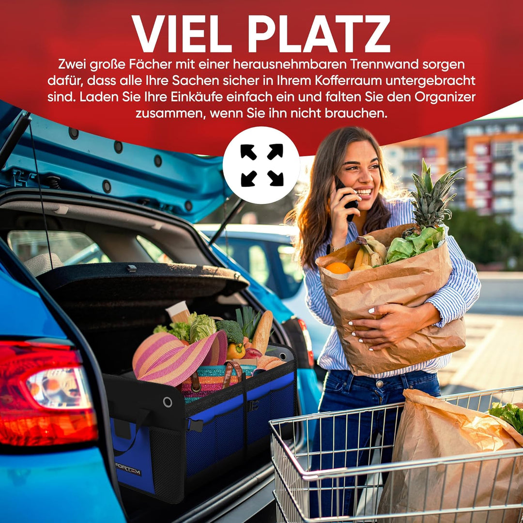 FORTEM Kofferraum Organizer, Kofferraumtasche, Zusammenklappbarer Auto Organizer Kofferraum mit Fäch