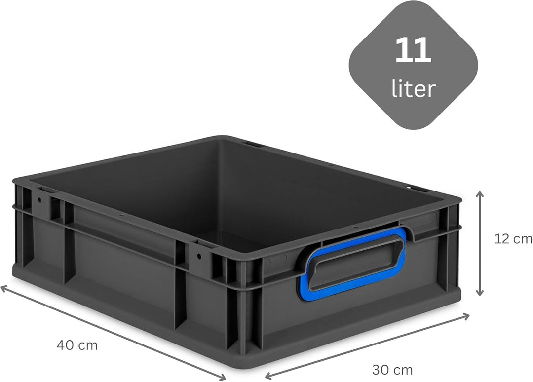 PROREGAL SparSet 5x Eurobox NextGen Color | HxBxT 12x30x40cm | 11 Liter | Griffe blau geschlossen |
