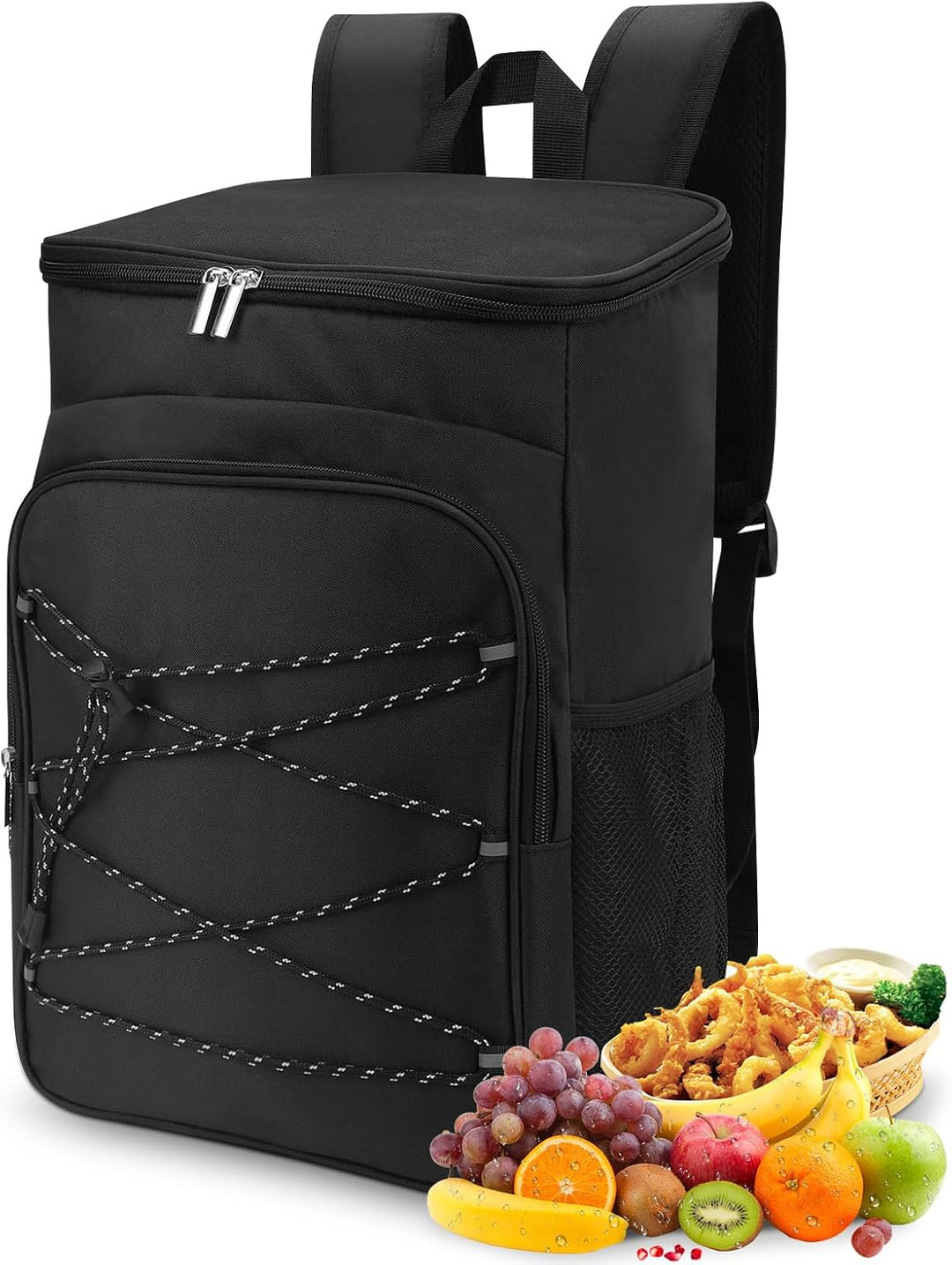 Isolierter Rucksack aus Oxford-Stoff, Kühlrucksack aus Oxford-Stoff mit Seitentaschen für Camping, S