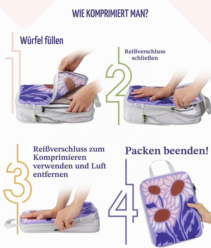 Gonex Compression Packing Cubes 6er Set, Gonex Kleidertaschen 6-teilig Verpackungswürfel, Kleidertas