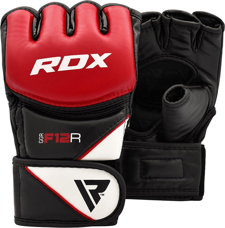 RDX MMA Maya Hide Handschuhe, Leder, Training, Kampfkunst, Boxsack, Kampf, Sparring, Kickboxen L rot