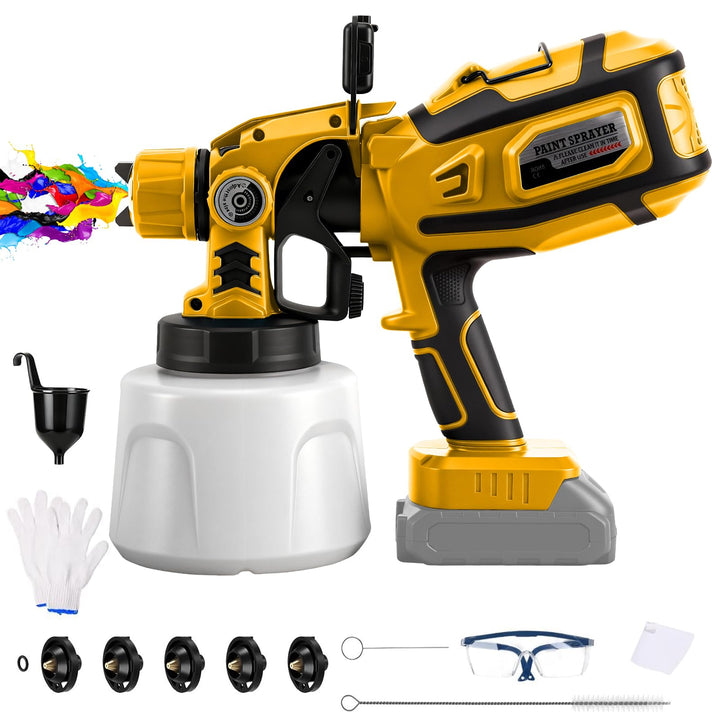 Akku Farbspritzgerät mit LED-Leuchte für Dewalt 20V-Akku (ohne Batterie) | 200 W, Elektro Farbsprühs