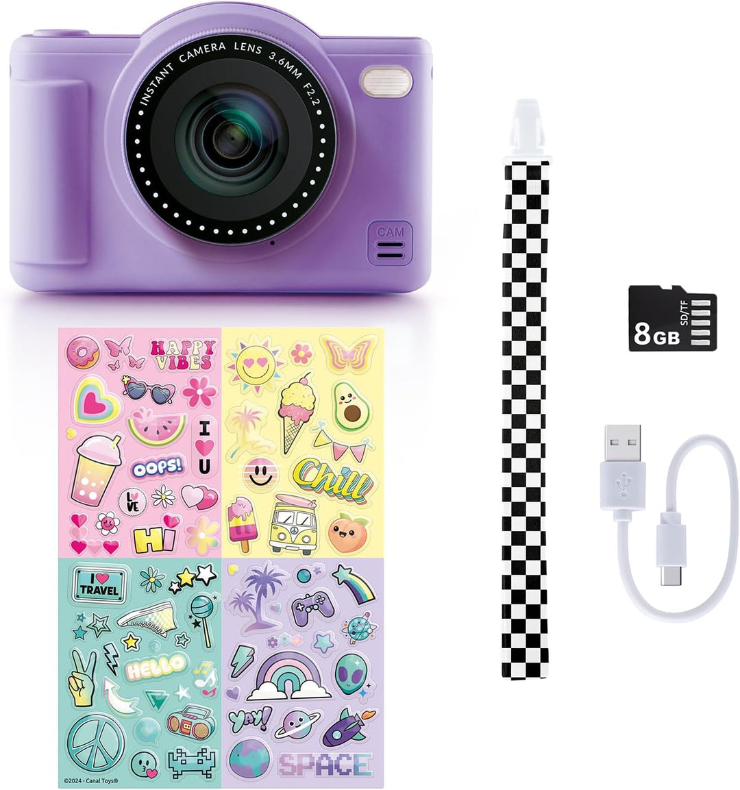 C Toys Digitalkamera für Kinder, Doppelobjektiv – kompakte Mini-Kamera Violett mit Selfiemodus für 8