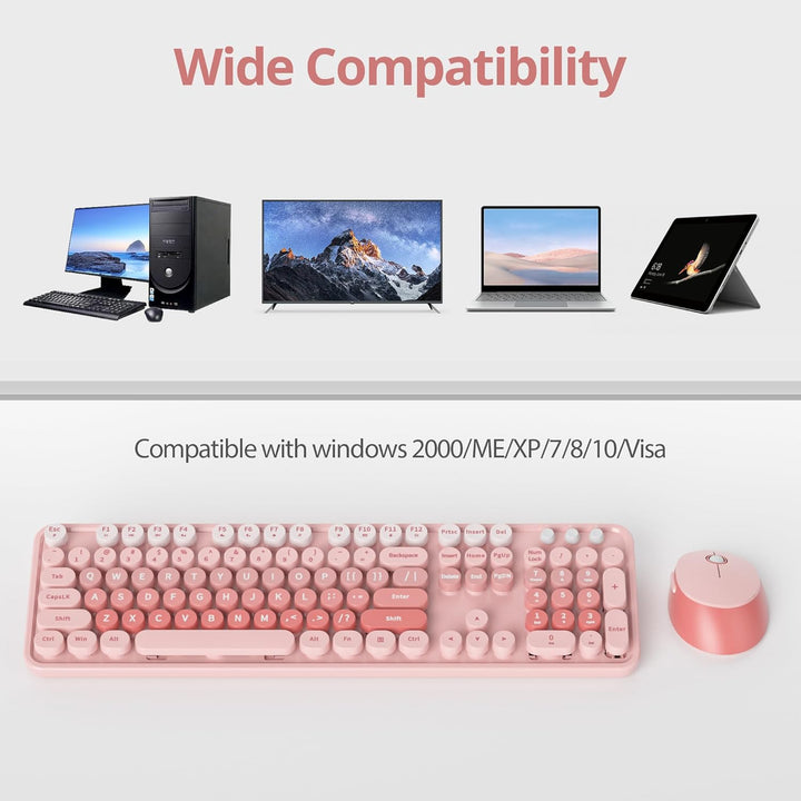 SOLIDEE Kabellose Tastatur und Maus-Kombination, Schreibmaschinen-Tastatur Mit Ziffernblock, 2.4GHz
