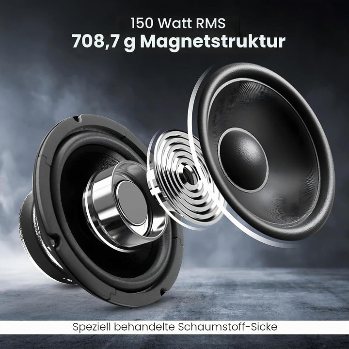 Pyle PDMR6 Auto-Audio-Lautsprecher, 16,5 cm, Mitteltöner, 300 Watt, hochleistungsfähige, versiegelte