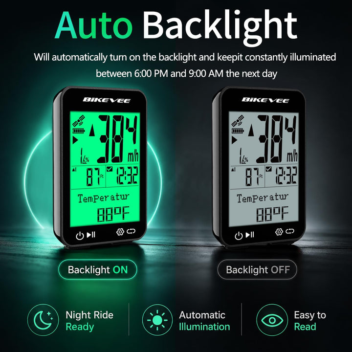 Fahrradcomputer GPS Kabellos Tacho Fahrrad IPX7 Wasserdicht 2,4 Zoll Display mit Temperatur Steigung