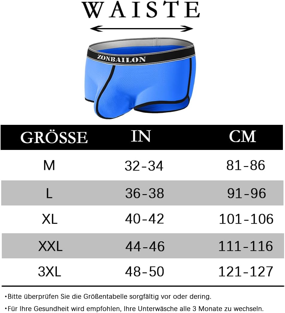 YAHWULAI Sexy, atmungsaktive und hautfreundliche HerrenBoxershorts M 1 Pack:blau, M 1 Pack:blau