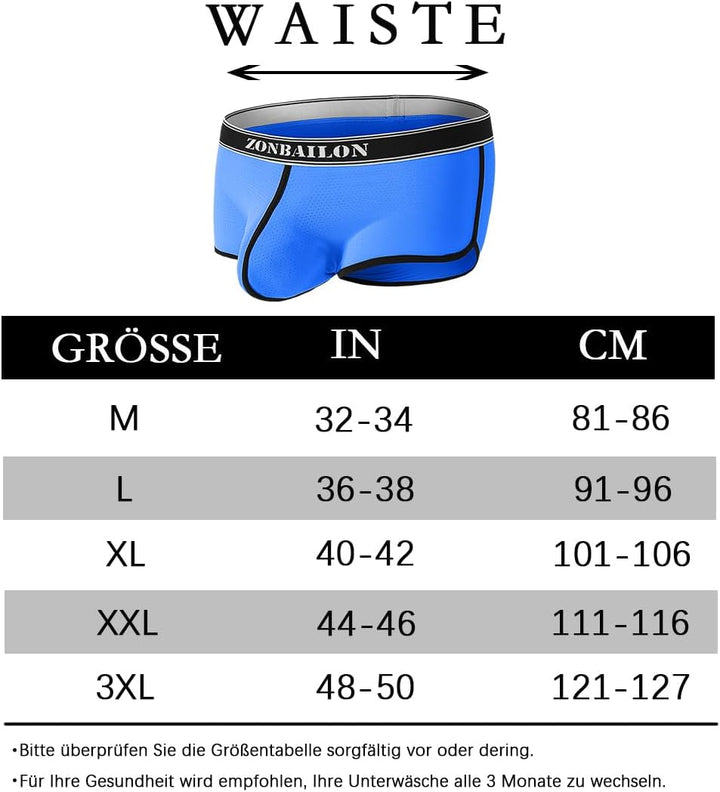 YAHWULAI Sexy, atmungsaktive und hautfreundliche HerrenBoxershorts M 1 Pack:blau, M 1 Pack:blau