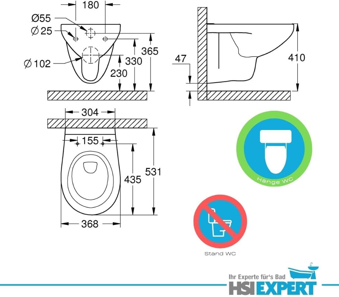 GROHE WC spülrandlos inkl. WC Deckel HGMBAD mit Absenkautomatik abnehmbar