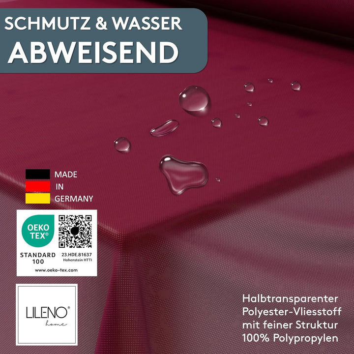 LILENO HOME Tischdeckenrolle 1,10 x 25 m - Tischdecke Bordeaux aus Vlies - Stoffähnlich, abwaschbare