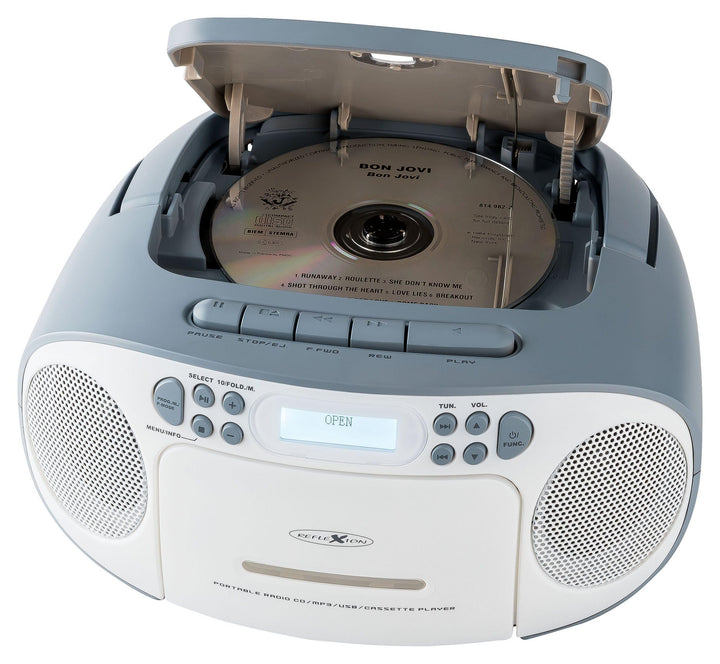 Reflexion CD-Player mit Kassette und DAB-Radio für Netz- und Batteriebetrieb (PLL UKW-Radio, DAB+, L
