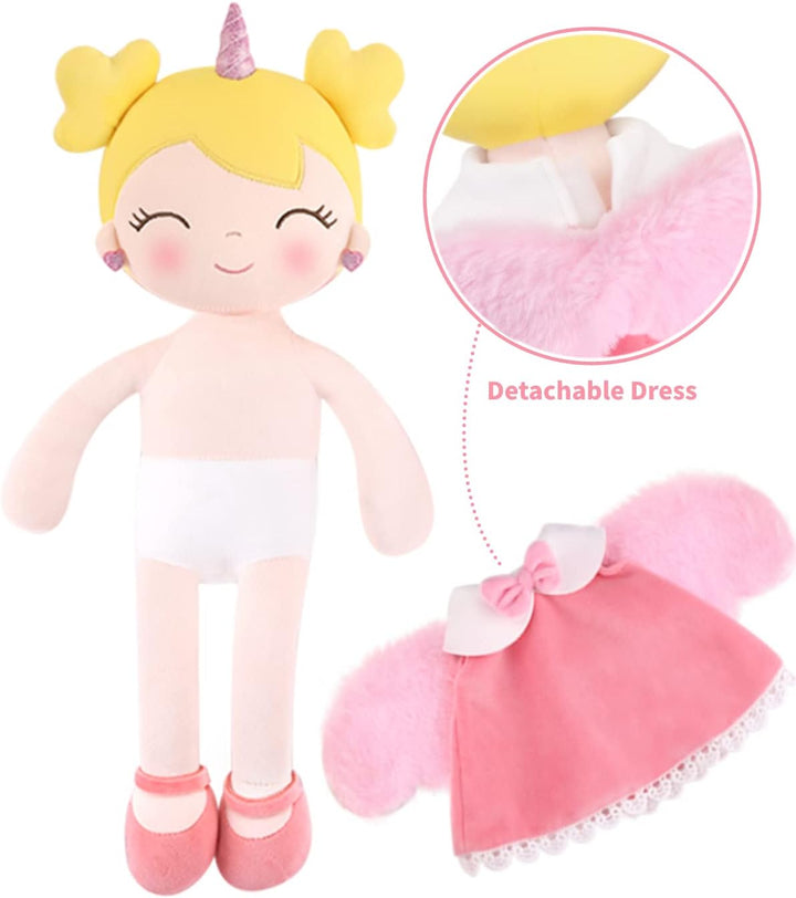 GAGAKU Weiche Stoffpuppe 40cm Einhorn Schutzengel Puppen, Taufe Geschenk Taufgeschenke für Mädchen B
