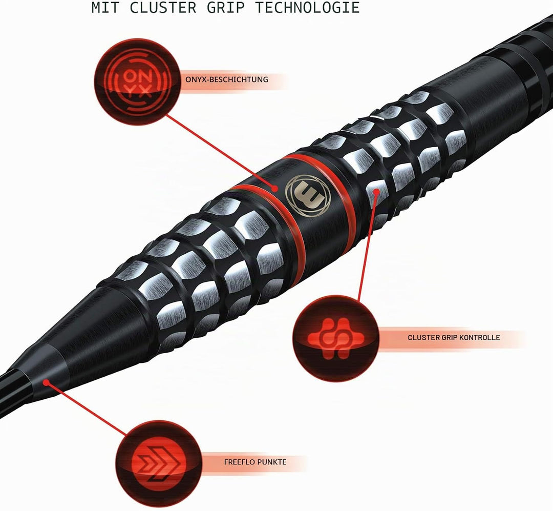 WINMAU Sicario 25g Profi Wolfram Steeltip Dartpfeile Set mit Flights und Schäfte