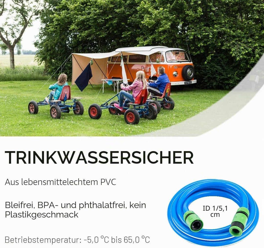 Wasserschlauch in Lebensmittelqualität, mit Schlauchanschluss-Set, für Trinkwasser, Cavaran, Wohnmob
