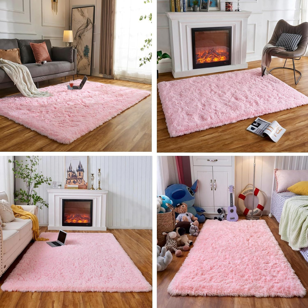 Teppich Rosa 60x120cm Klein Flauschig Teppiche Hochflor, Rosa 60x120cm