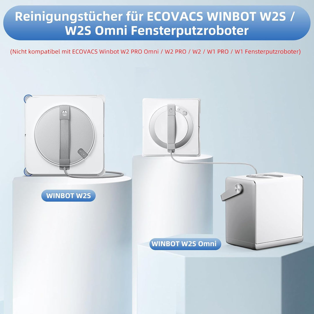 16 Stück Reinigungstücher für ECOVACS WINBOT W2S / W2S Omni Fensterputzroboter, Waschbares Mikrofase