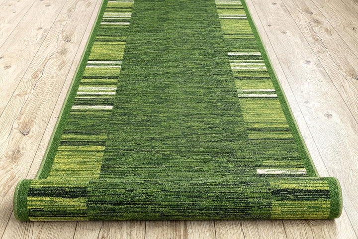 rugsx Antirutsch Teppichläufer Adagio grün - moderner Kurzflor für Küche, Flur & Wohnzimmer, Meterwa
