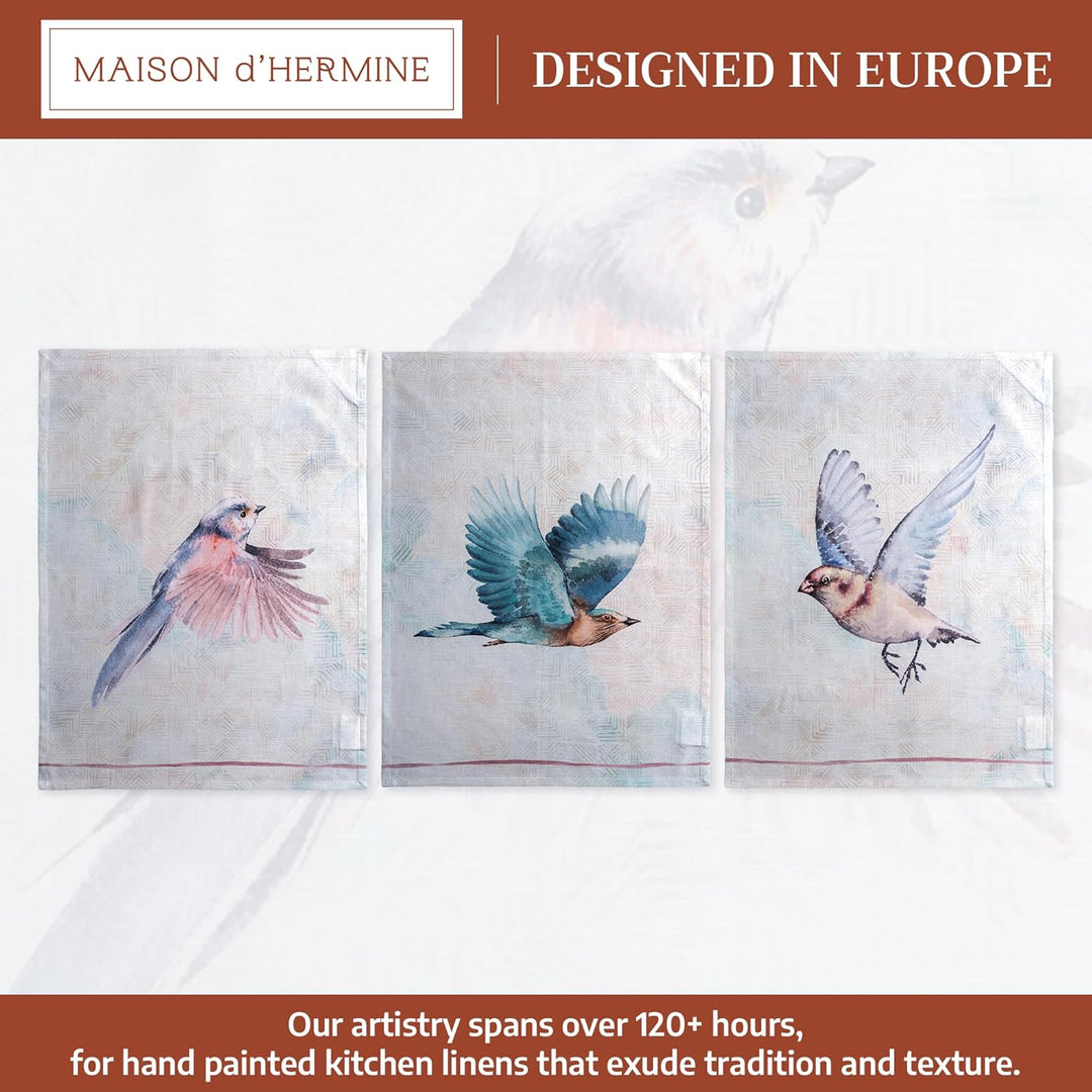 Maison d' Hermine Flying Birds 100% Baumwolle Set von 3 Multi-Purpose Küchenhandtuch | Bar Handtüche