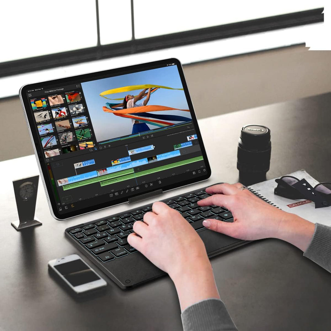 Tastatur Bluetooth Tablet mit Touchpad Beleuchtete wiederaufladbare QWERTZ Tastatur Kabellose Tastat