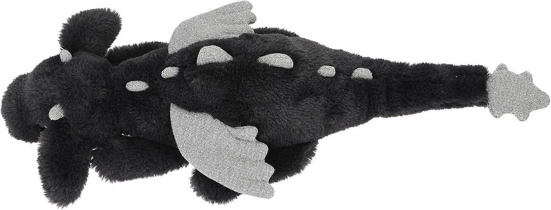Depesche 14182 Snukis - Kuscheltier Drache in Schwarz und Silber, mit weichem Fell und Silber Glitze