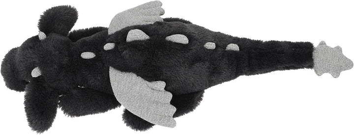 Depesche 14182 Snukis - Kuscheltier Drache in Schwarz und Silber, mit weichem Fell und Silber Glitze