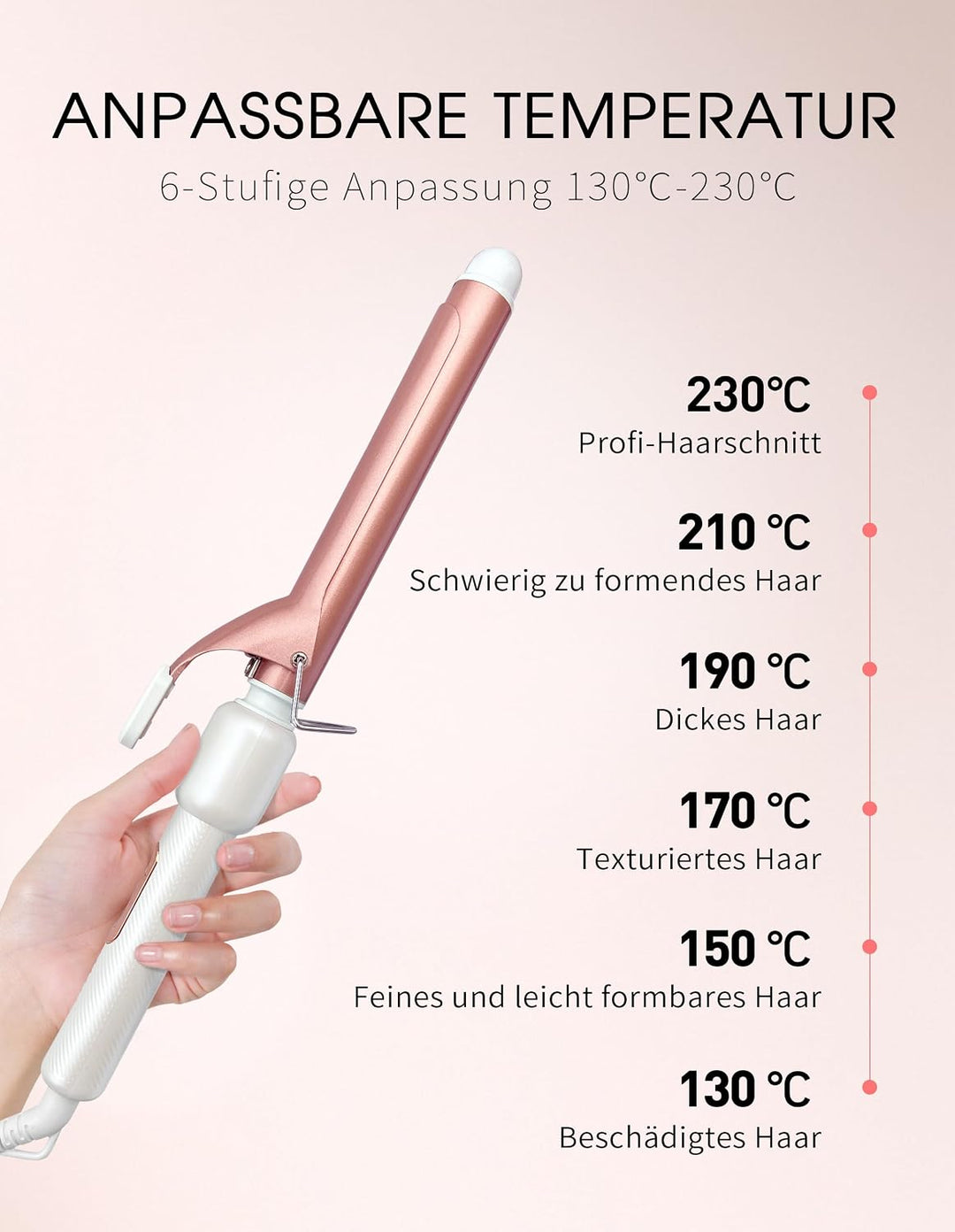 Lockenstab 1 Zoll, Reise-Lockenstab, Rosegold | Dual Voltage – Curling Iron &amp; Lockenstab für kurze H