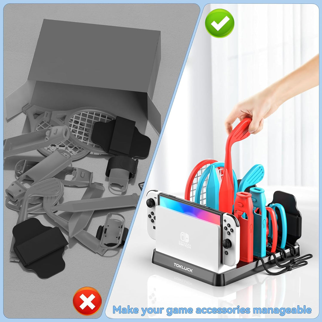Switch Sports Zubehör Set mit Organizer kompatibel mit Switch/OLED Konsole, Aufbewahrung für Switch