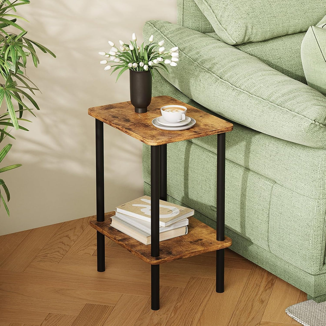 APICIZON Beistelltisch Holz, 2 Tier Nachttisch Schmal, 40x30x52cm, Beistelltisch Klein mit Stauraum,