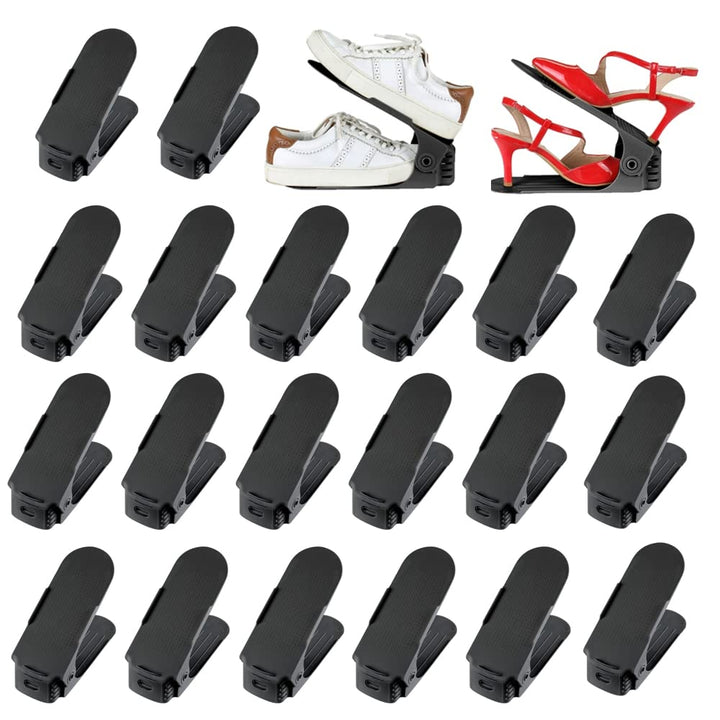 20 x Verstellbarer Schuhregal Schuhstapler schuhaufbewahrung Schuhorganizer Schuhhalter Farbe: Schwa