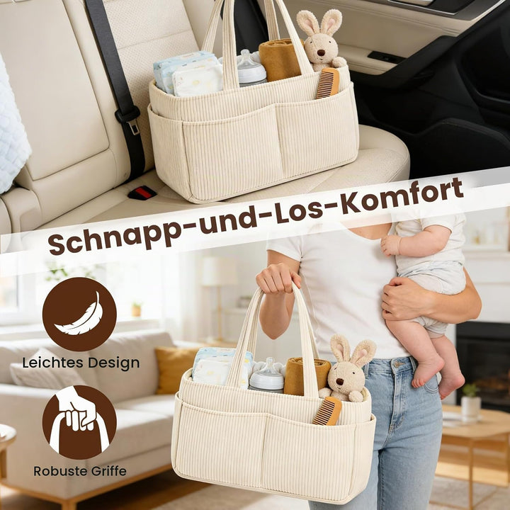 Wickeltasche Organizer, Wickeltisch Organizer, Tragbarer Wickelkorb mit Herausnehmbaren Fächern, Bab
