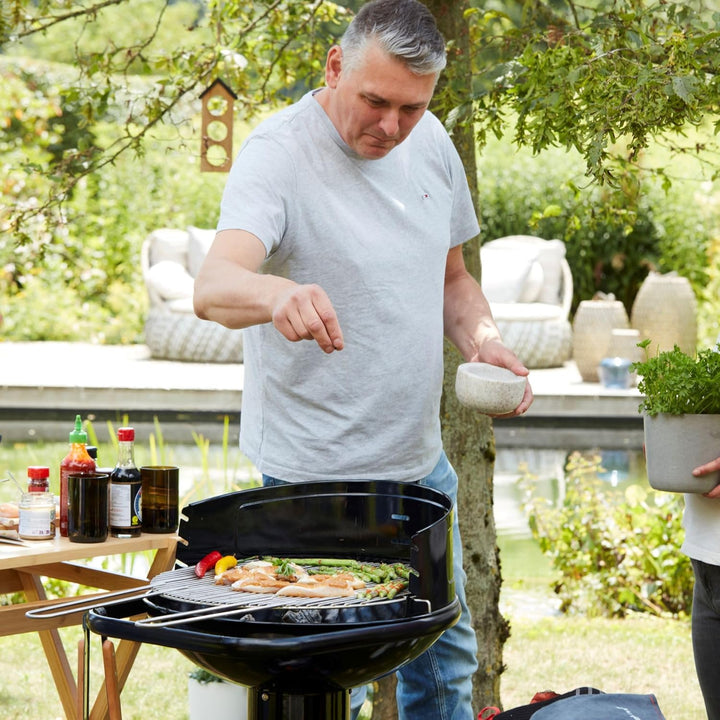 Barbecook Holzkohlegrill BBQ mit Windschutz, Säulengrill rund Standgrill mit Quick-Start und Quick-S